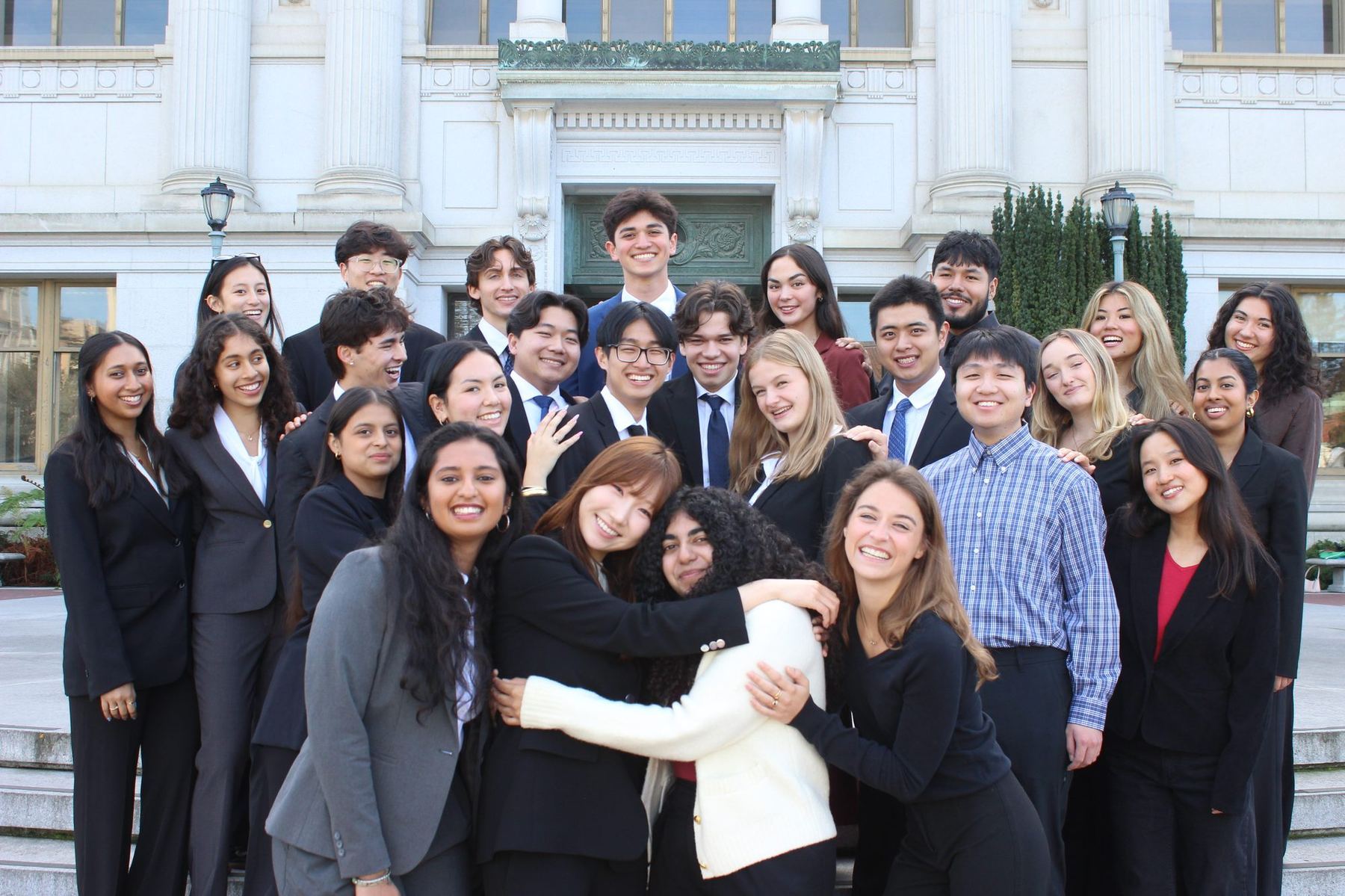 MCBcDNA members on the steps of Doe Library